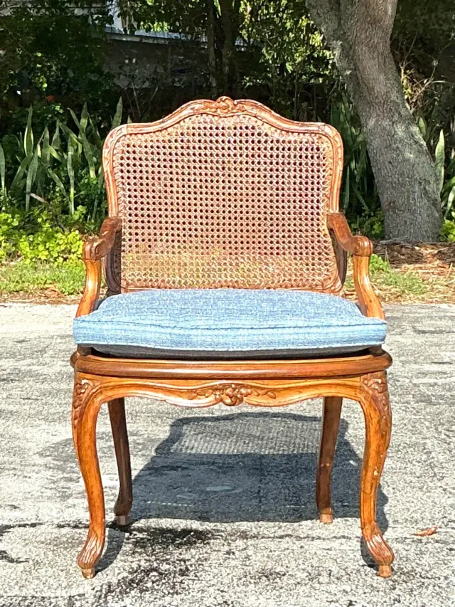 Vintage Regency Cane Fauteuil Chair — additional photo 4