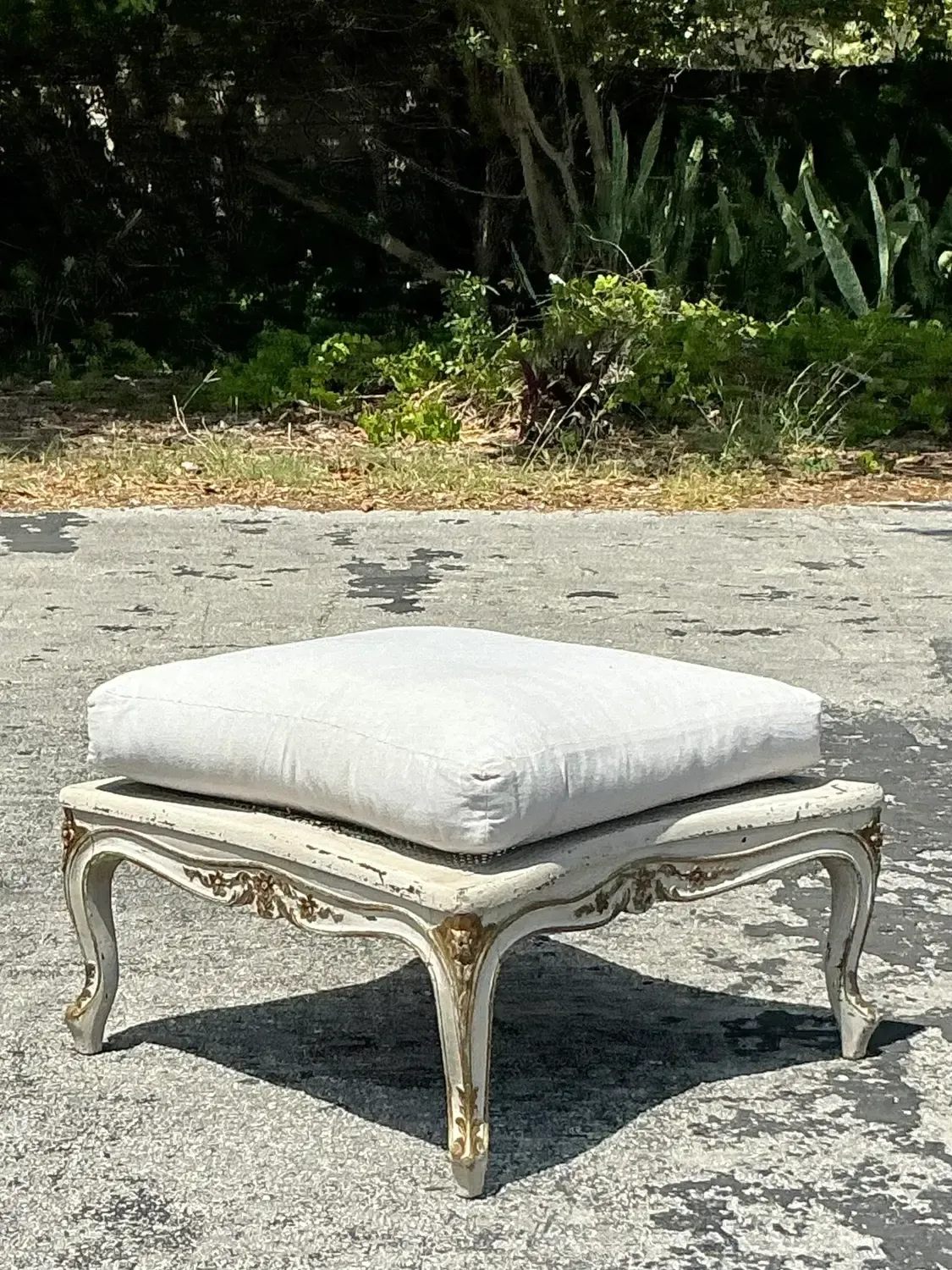 Vintage Regency Cane Ottoman — additional photo 1