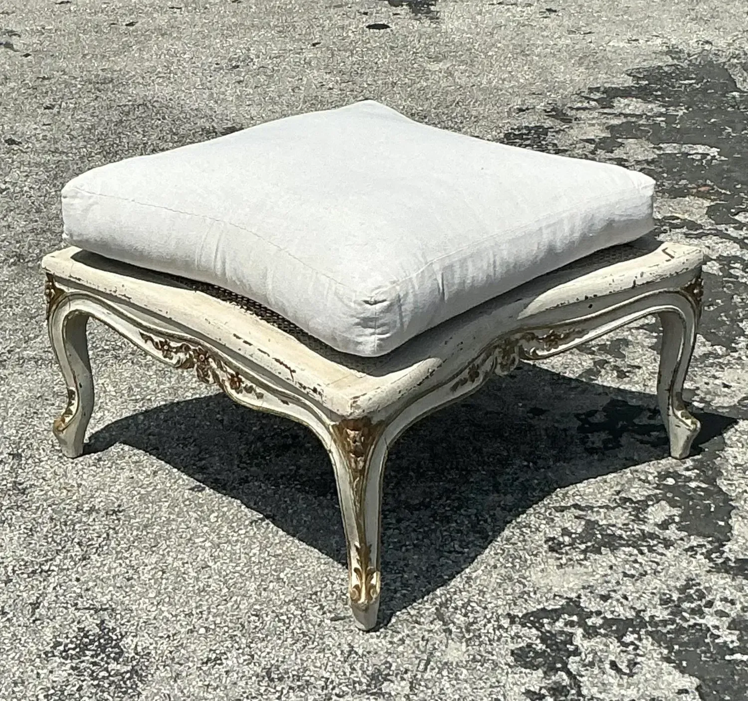 Vintage Regency Cane Ottoman — additional photo 2