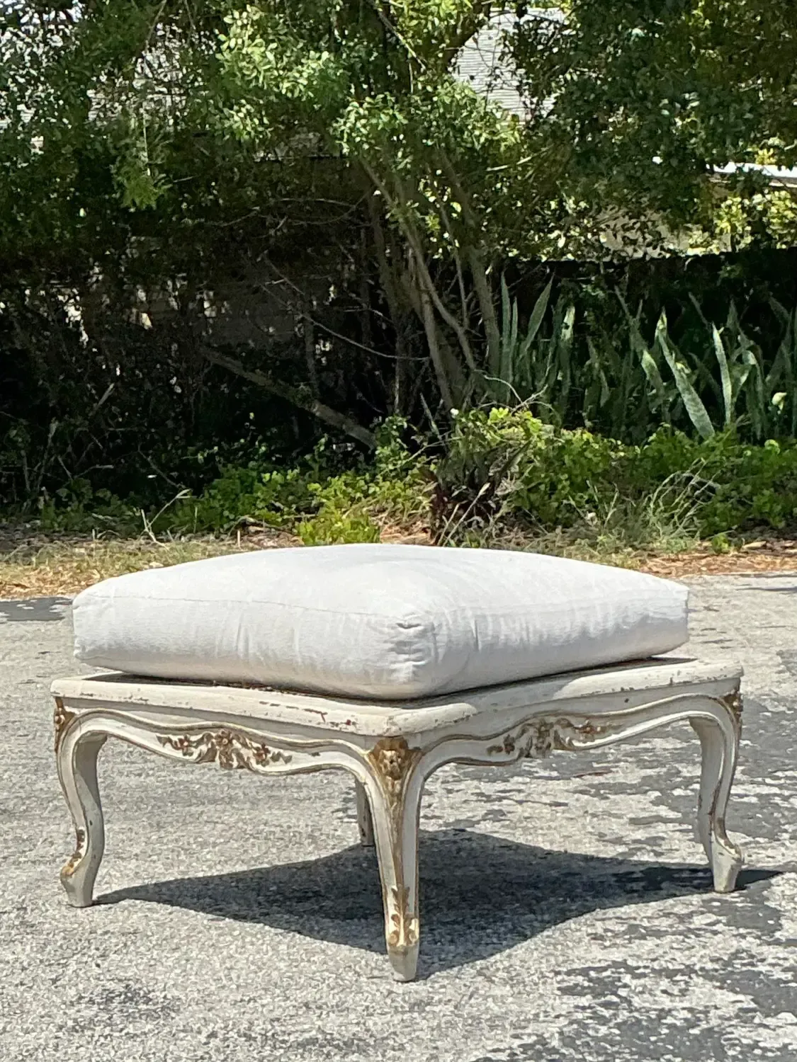 Vintage Regency Cane Ottoman — additional photo 3