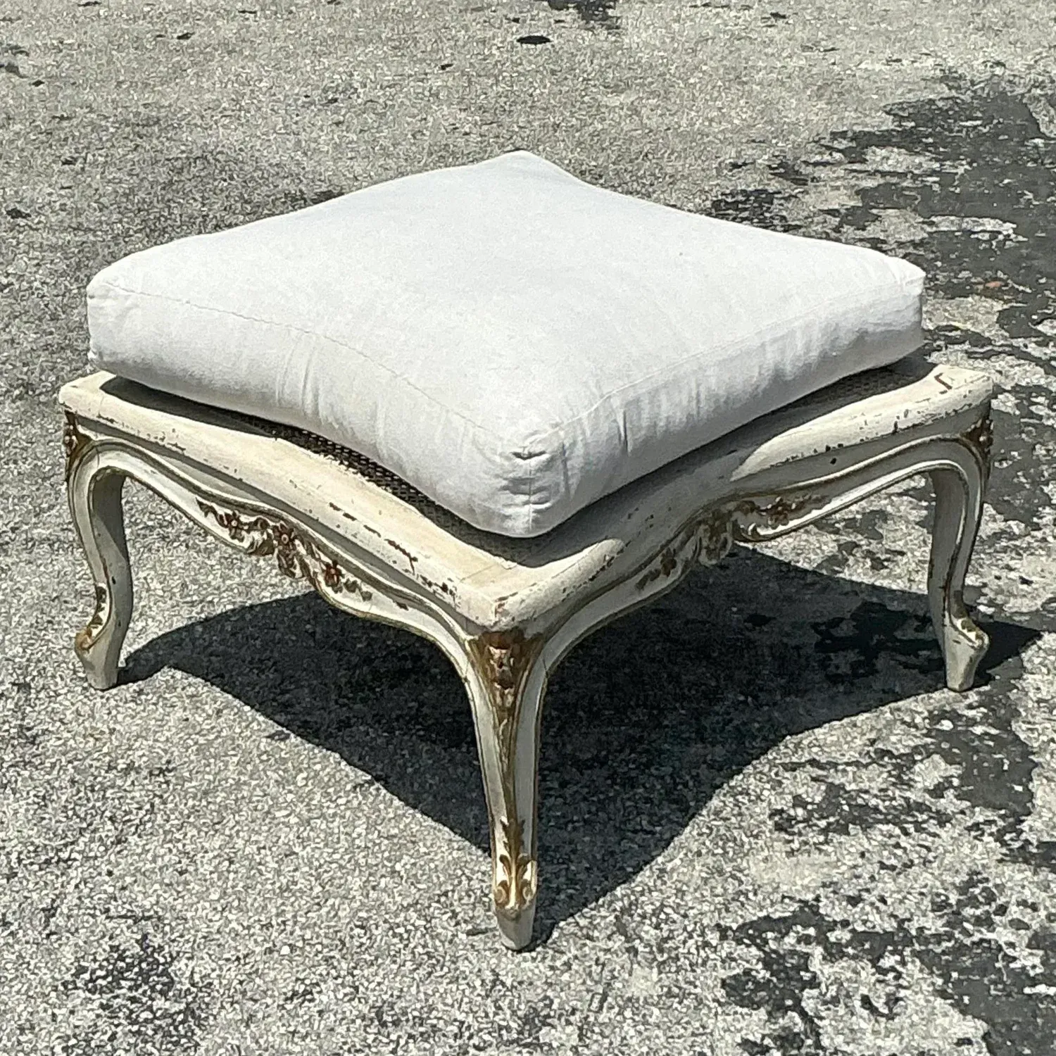 Vintage Regency Cane Ottoman — additional photo 6