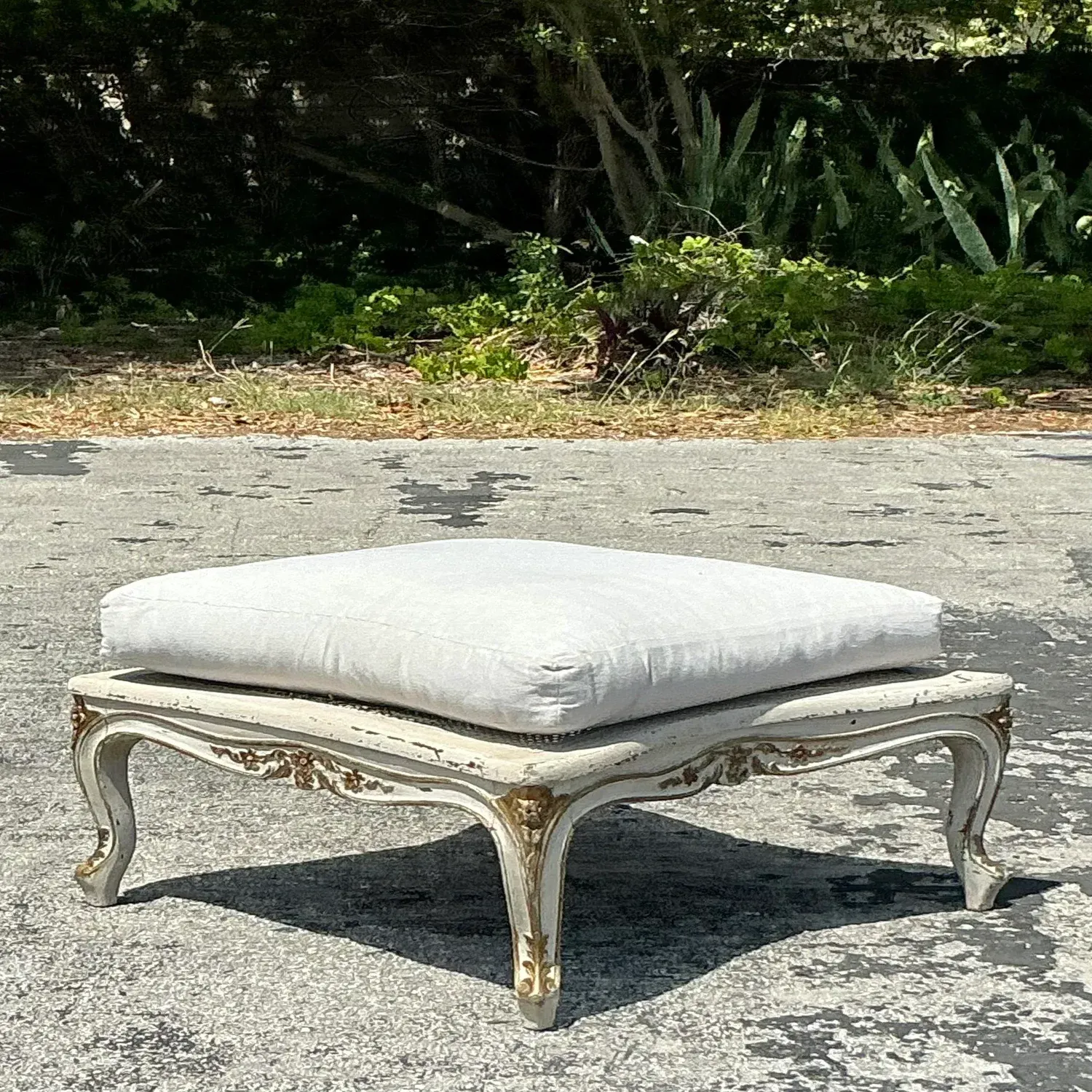 Vintage Regency Cane Ottoman — additional photo 8