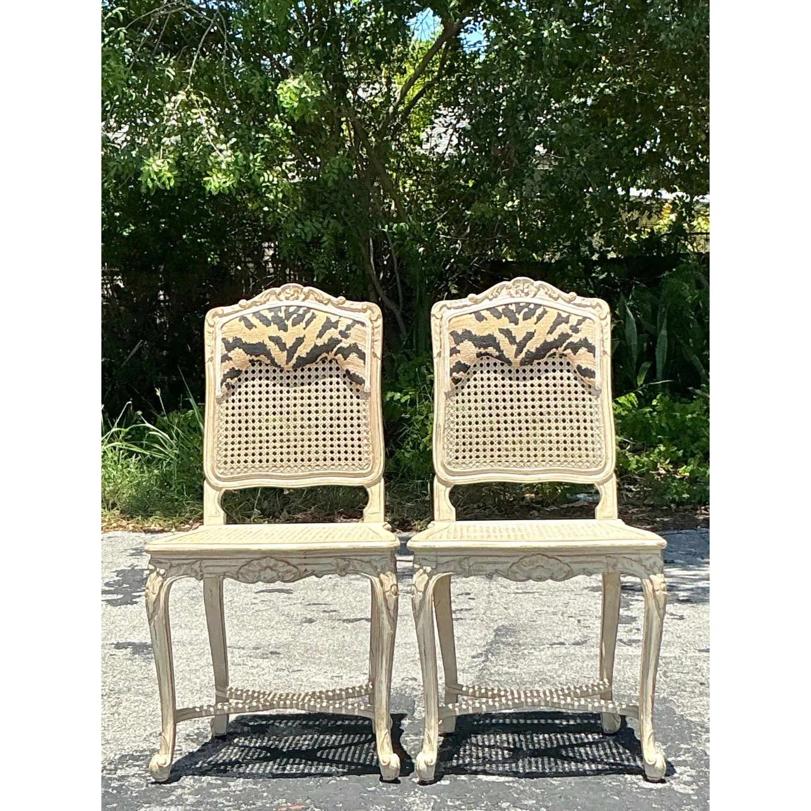 Vintage Regency Cane Side Chairs - A Pair