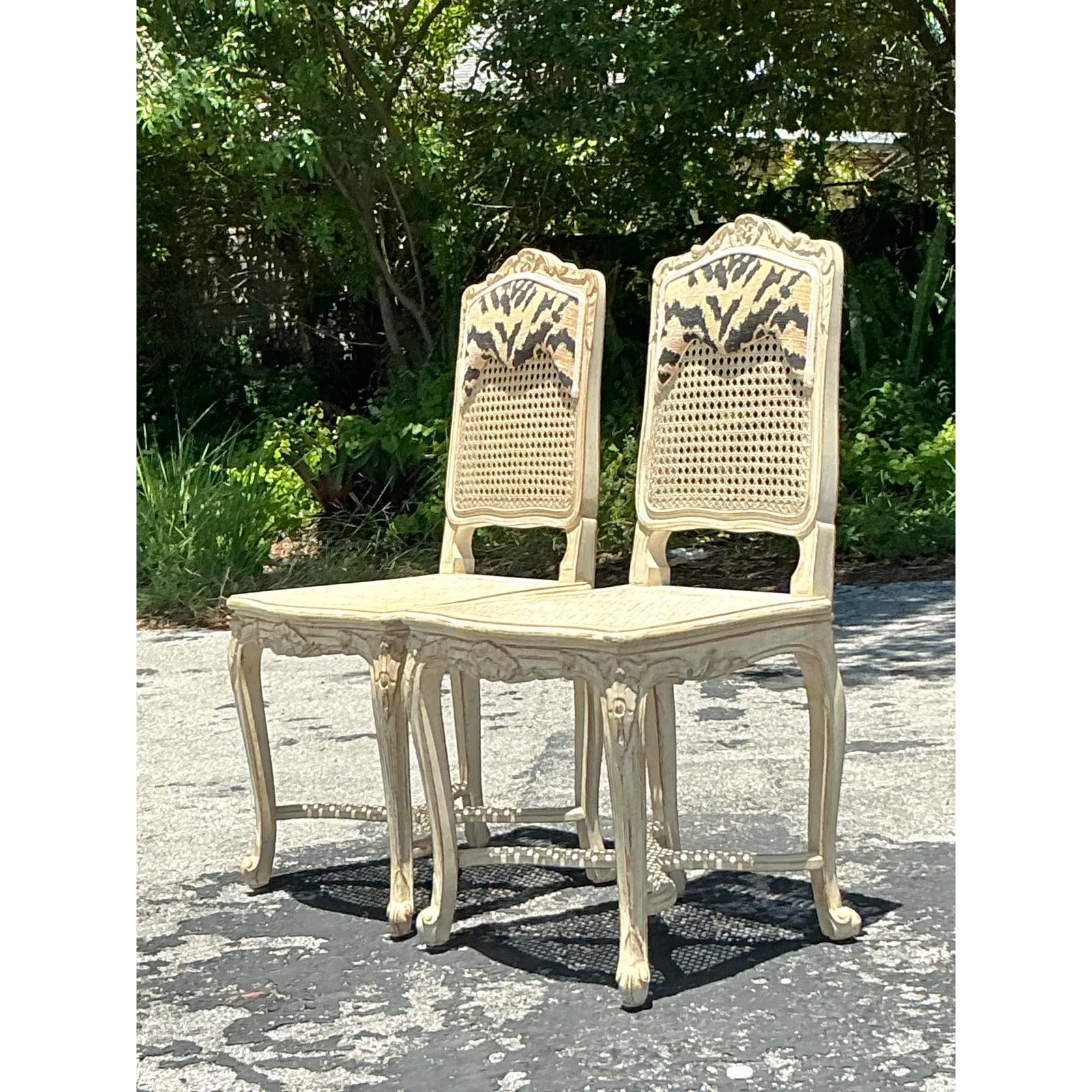 Vintage Regency Cane Side Chairs - A Pair — additional photo 1