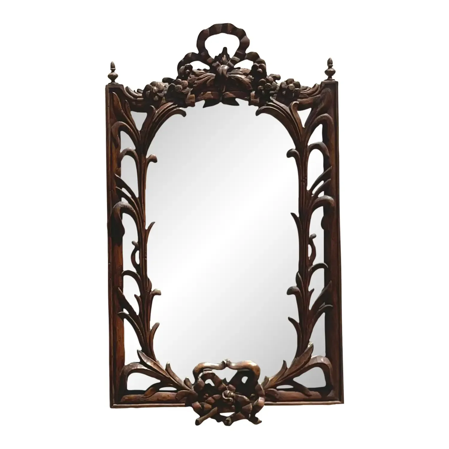 Vintage Regency Carved Bow and Lily Mirror