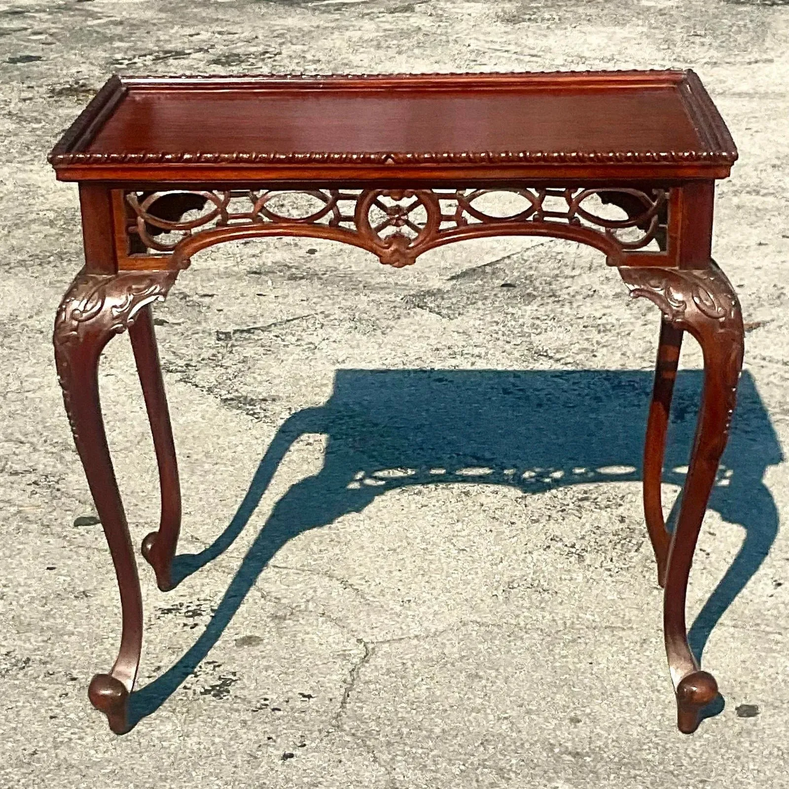 Vintage Regency Carved Fretwork Tea Table
