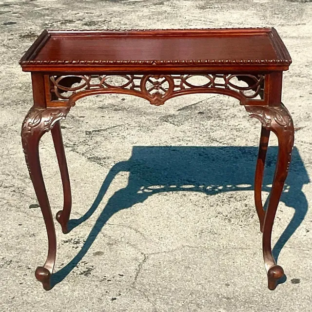 Vintage Regency Carved Fretwork Tea Table — additional photo 1