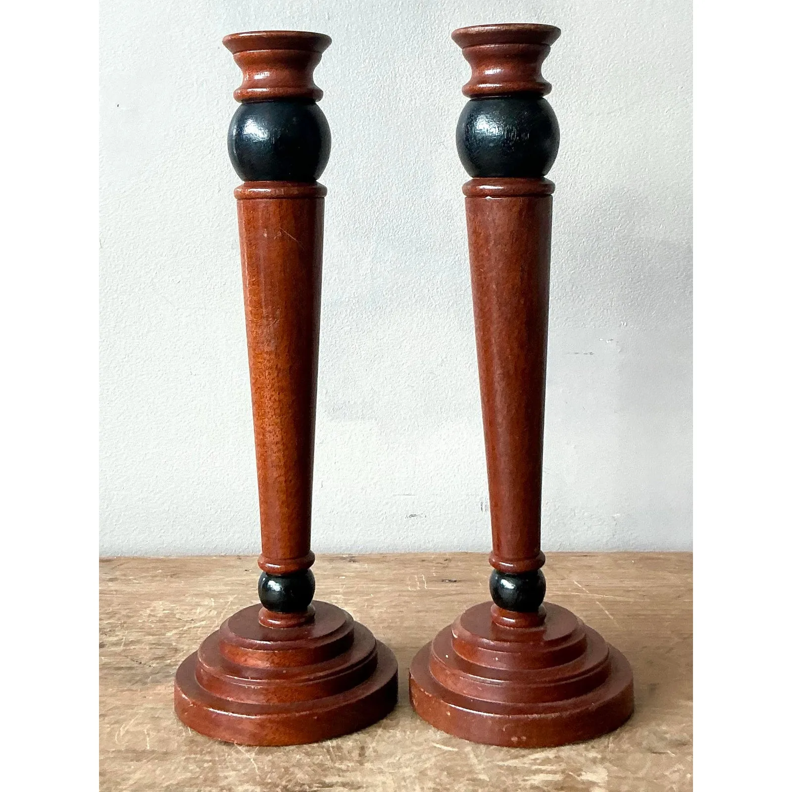 Vintage Regency Carved Pillar Candlesticks - A Pair — additional photo 3