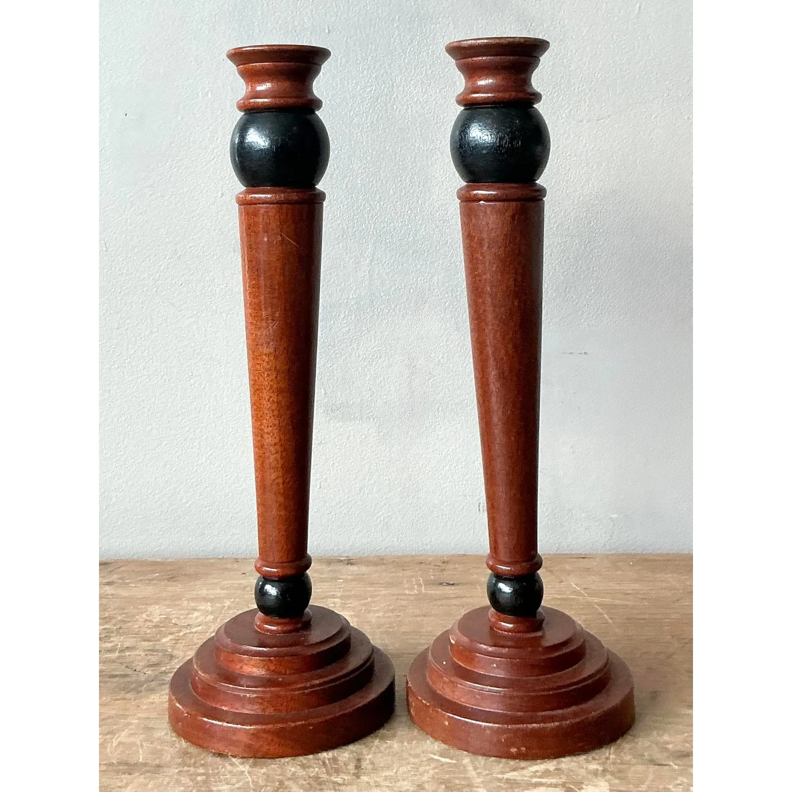 Vintage Regency Carved Pillar Candlesticks - A Pair — additional photo 4
