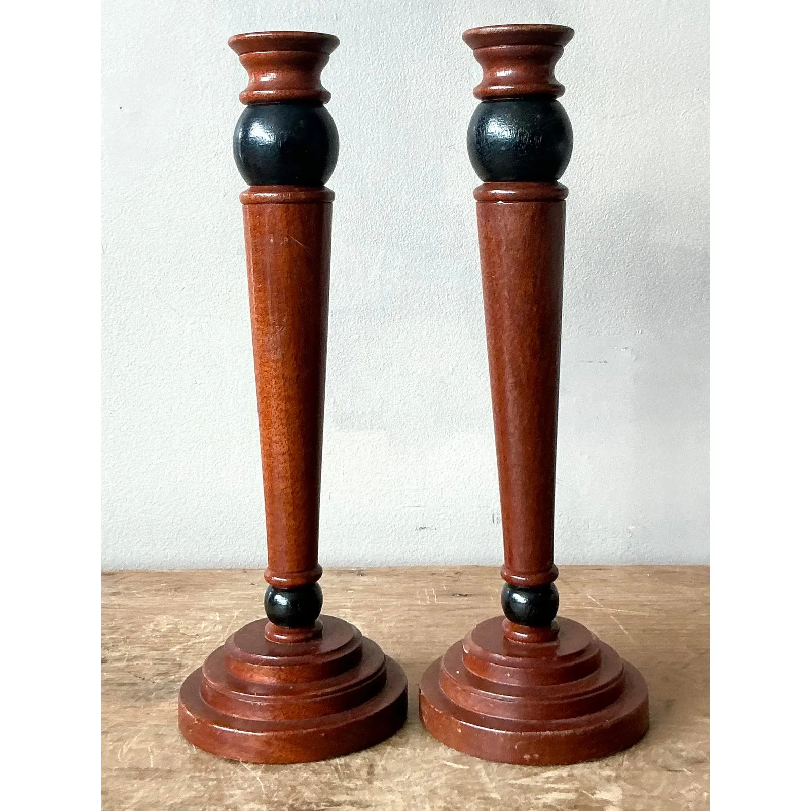 Vintage Regency Carved Pillar Candlesticks - A Pair — additional photo 5