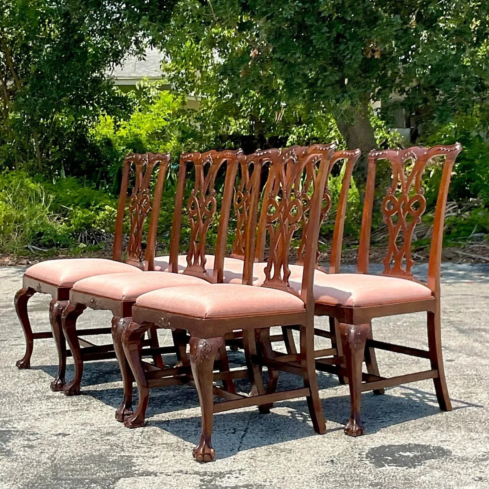 Vintage Regency Carved Ruffle Dining Chairs - Set of 6 — additional photo 2