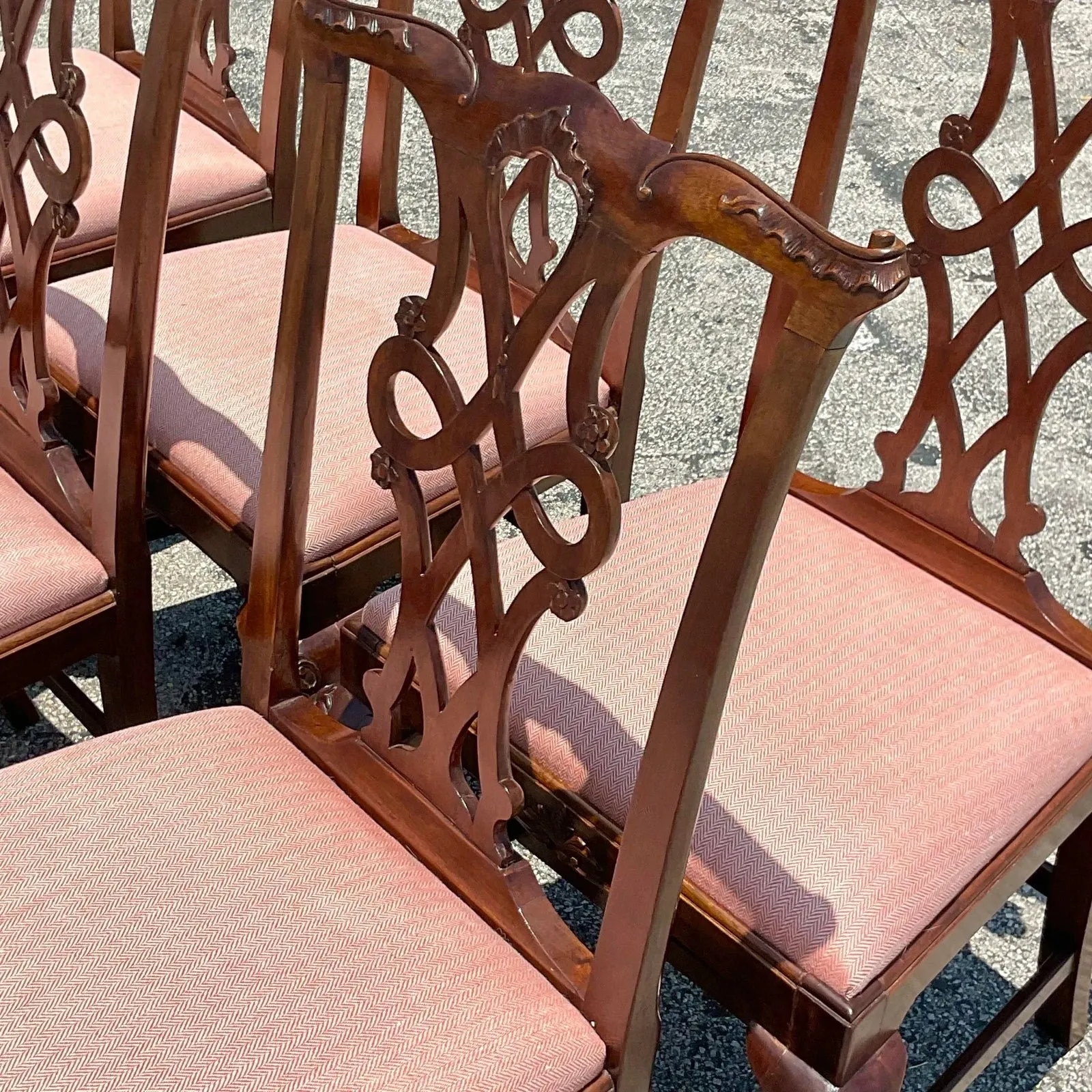 Vintage Regency Carved Ruffle Dining Chairs - Set of 6 — additional photo 3