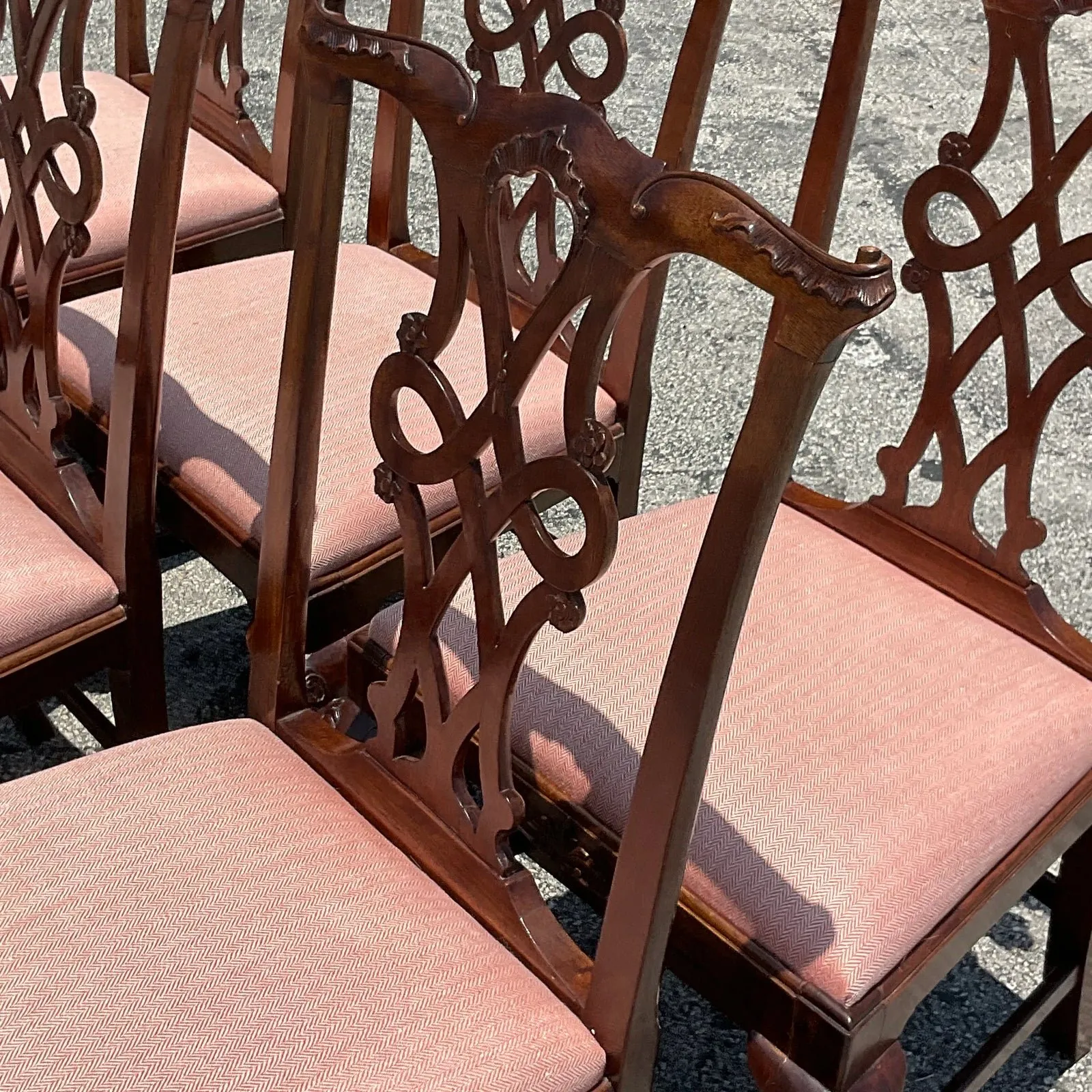 Vintage Regency Carved Ruffle Dining Chairs - Set of 6 — additional photo 4