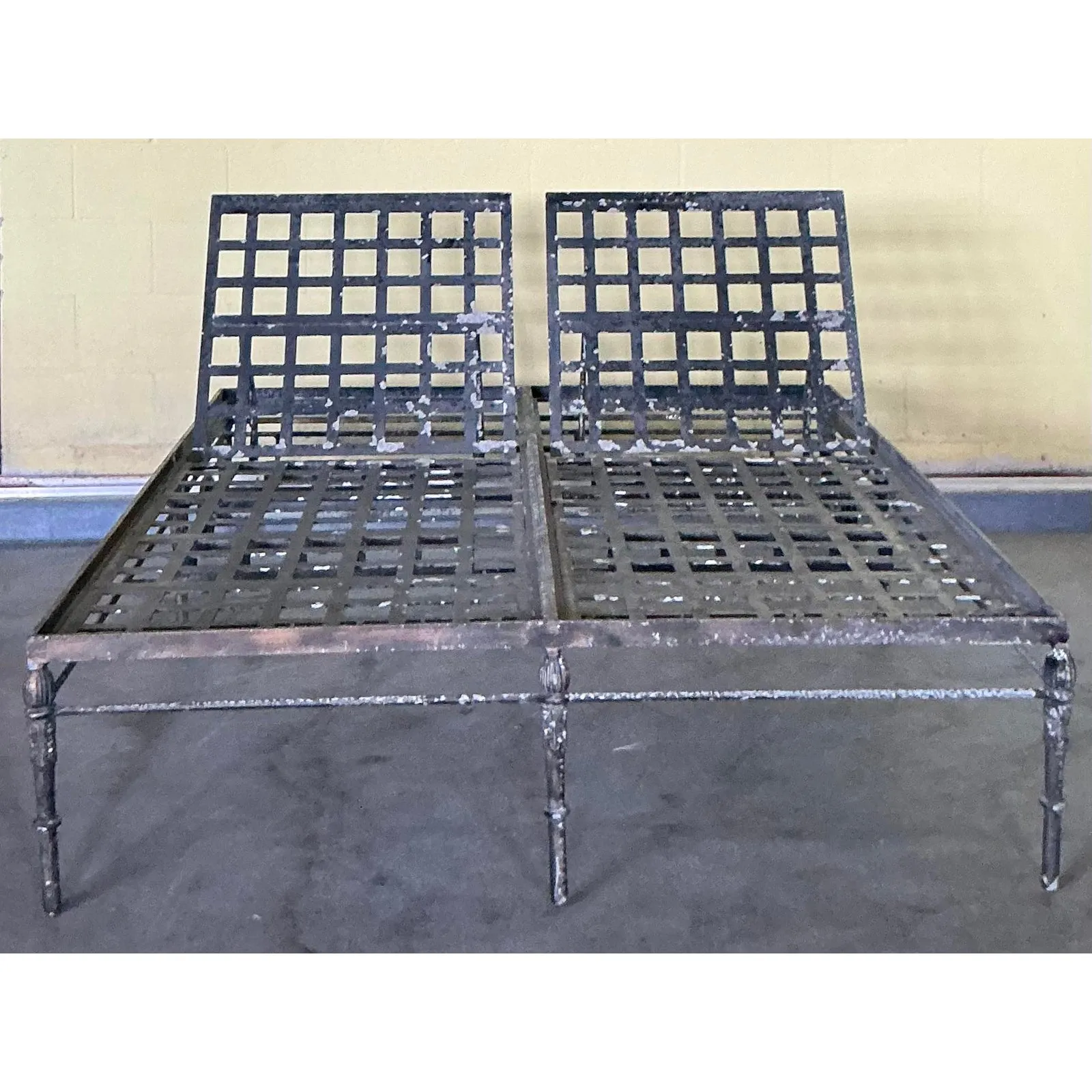 Vintage Regency Cast Aluminum Double Chaise Lounge After Michael Taylor “Montecito” — additional photo 1