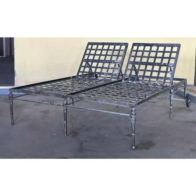 Vintage Regency Cast Aluminum Double Chaise Lounge After Michael Taylor “Montecito” — additional photo 2