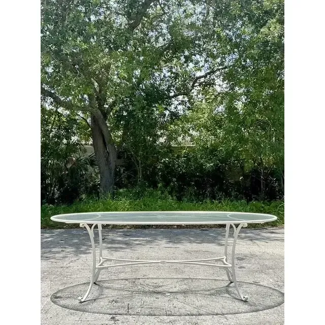 Vintage Regency Cast Aluminum Oval Outdoor Dining Table — additional photo 4