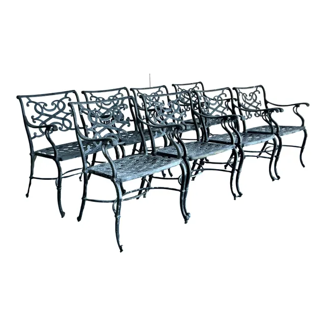 Vintage Regency Cast Aluminum Scroll Dining Chairs - Set of 8 — additional photo 1