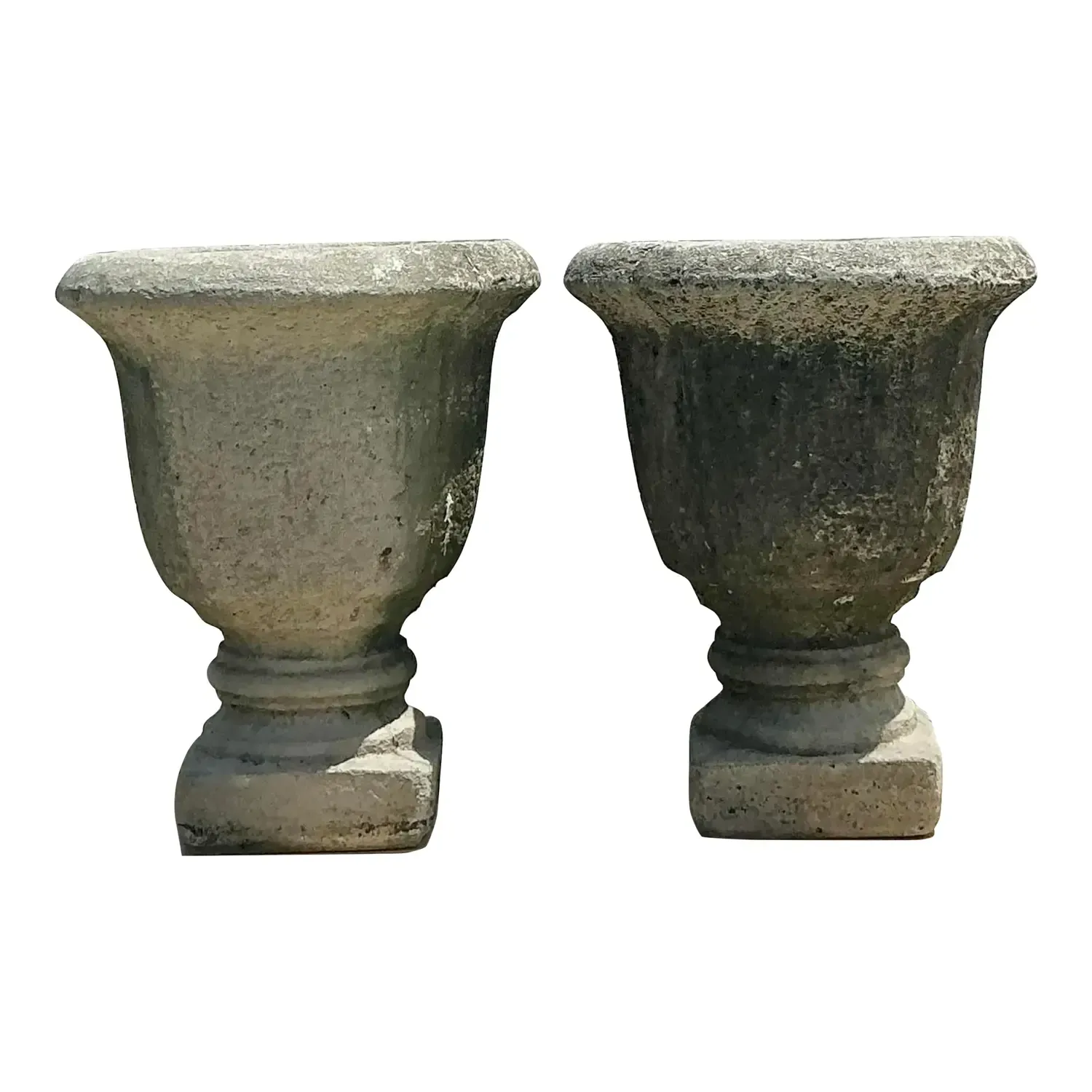 Vintage Regency Cast Cement Planters - A Pair