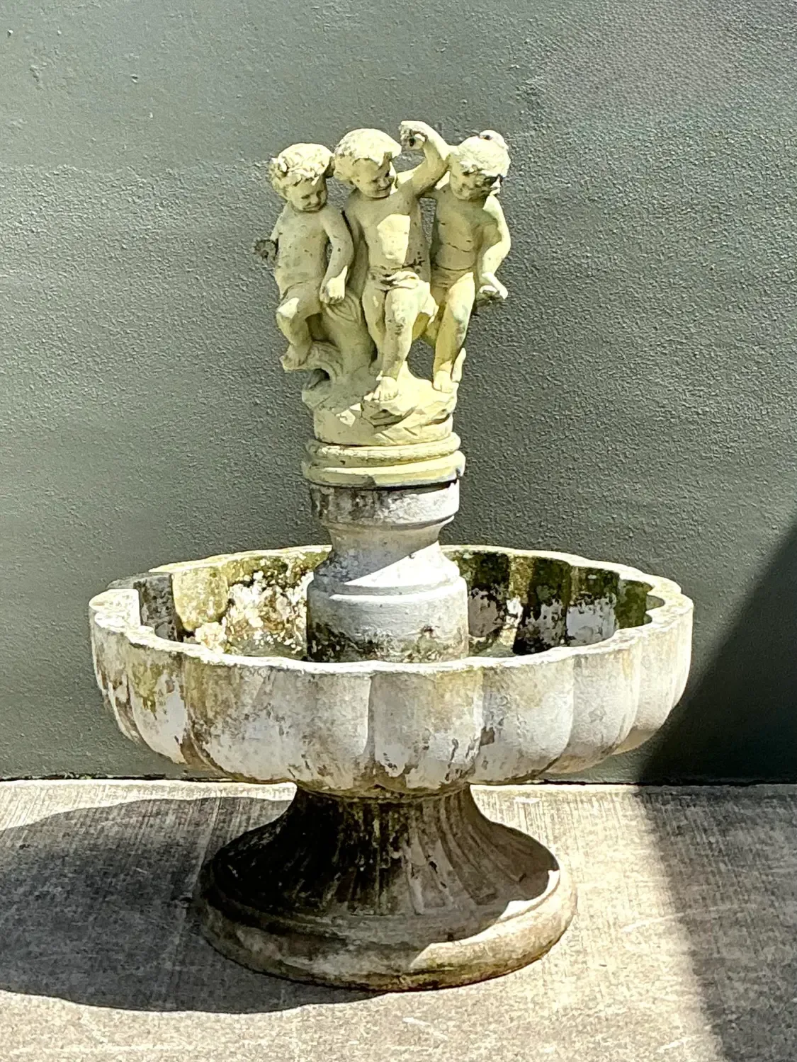 Vintage Regency Cast Concrete Distressed Fountain — additional photo 2