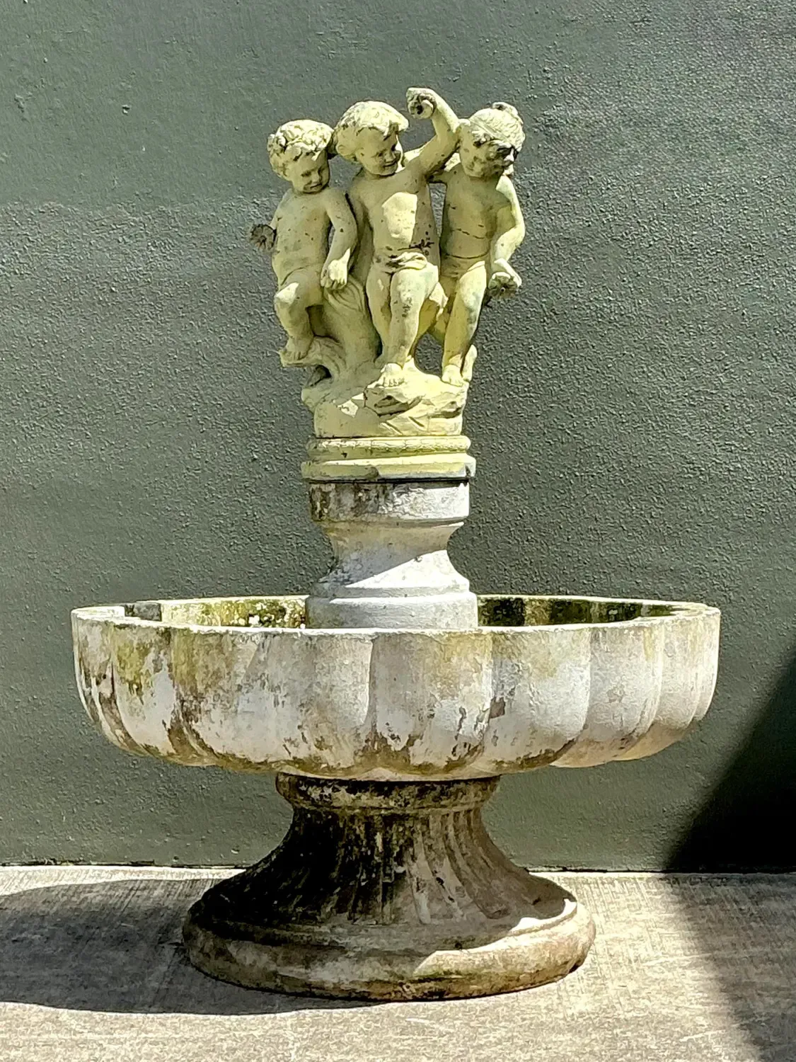 Vintage Regency Cast Concrete Distressed Fountain — additional photo 3