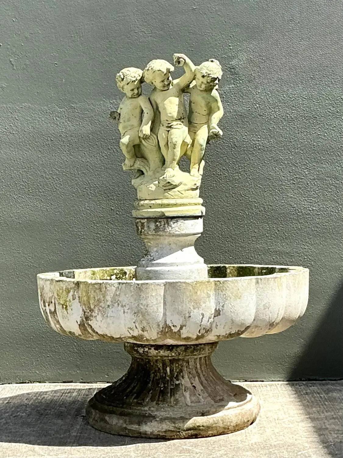 Vintage Regency Cast Concrete Distressed Fountain — additional photo 4