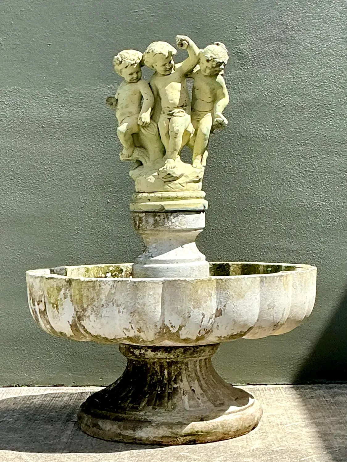 Vintage Regency Cast Concrete Distressed Fountain — additional photo 7