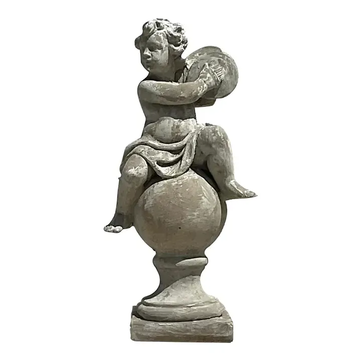 Vintage Regency Cast Concrete Figural Sculpture