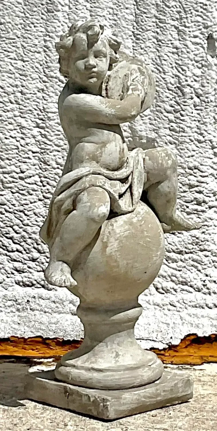 Vintage Regency Cast Concrete Figural Sculpture — additional photo 4