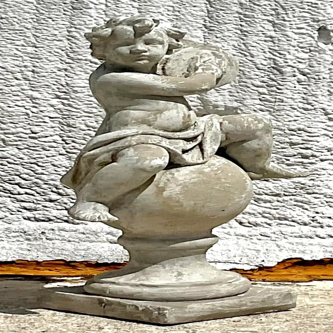 Vintage Regency Cast Concrete Figural Sculpture — additional photo 5