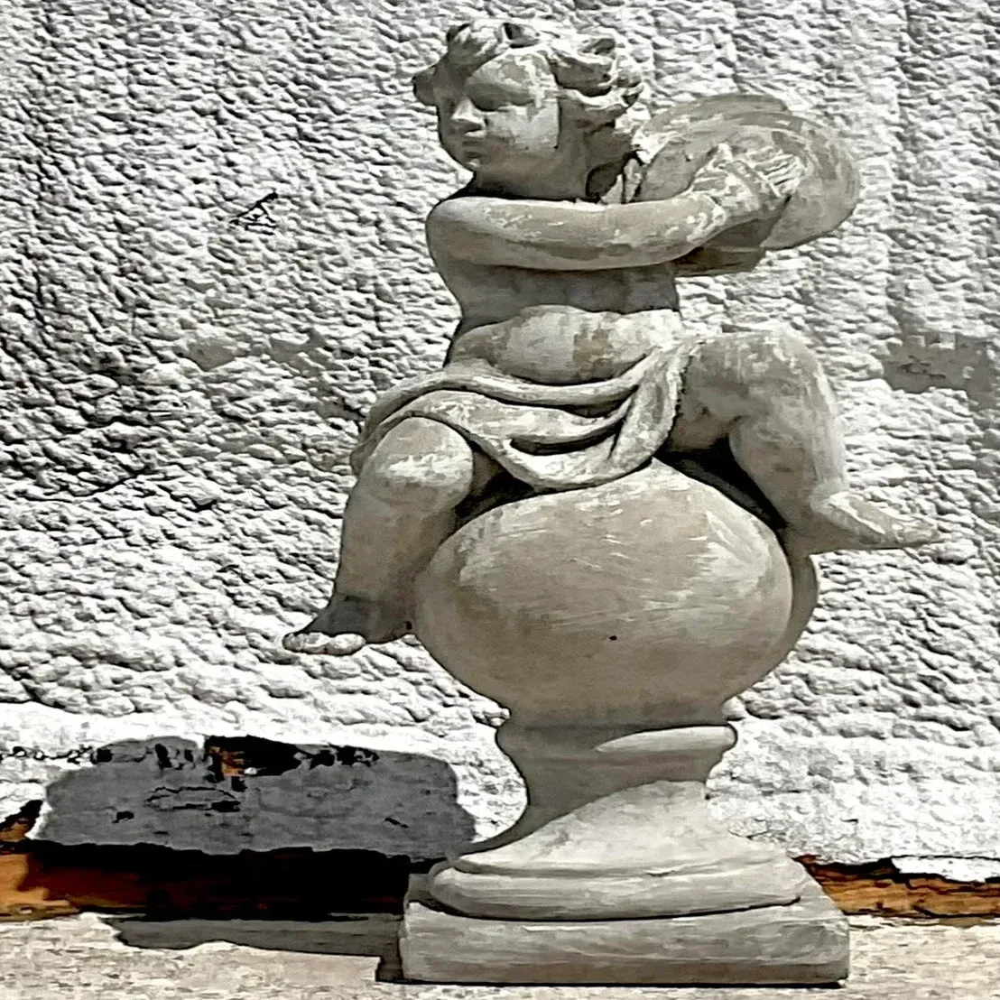 Vintage Regency Cast Concrete Figural Sculpture — additional photo 6