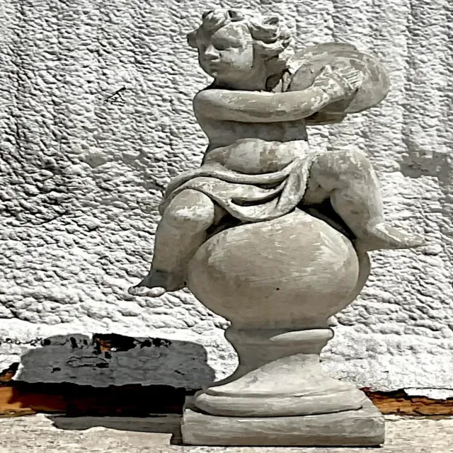 Vintage Regency Cast Concrete Figural Sculpture — additional photo 6
