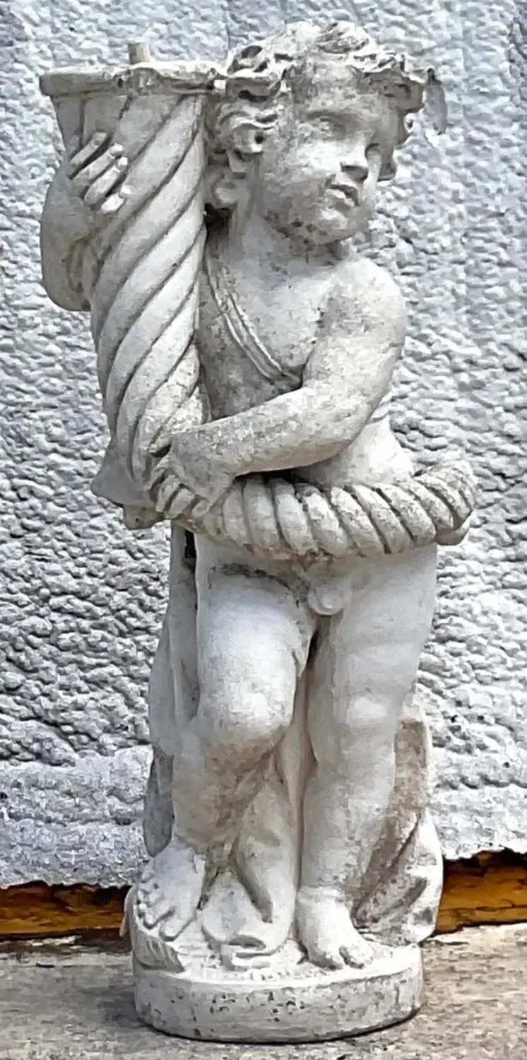 Vintage Regency Cast Concrete Figural Sculpture - Cement, 17W x 39.75H
