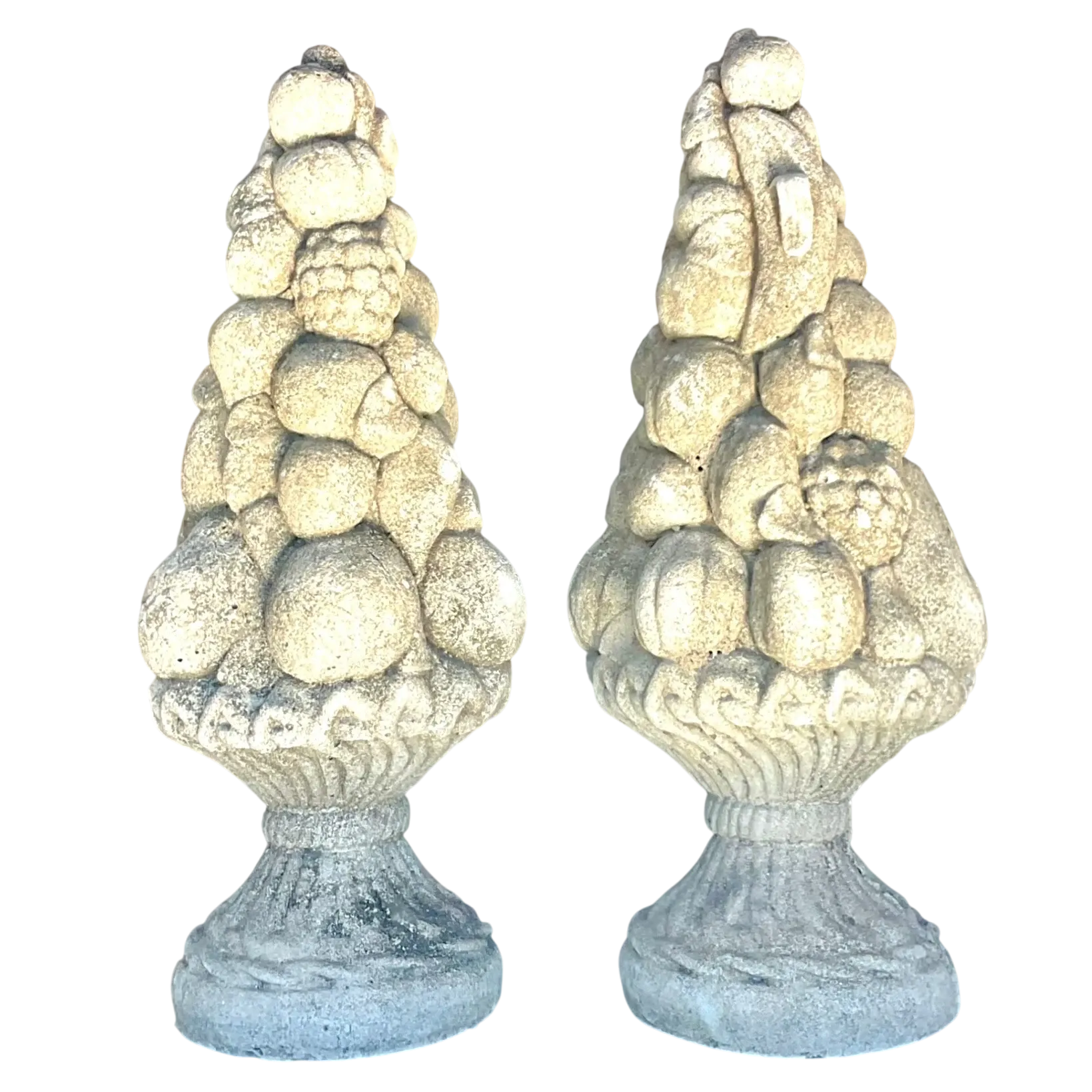 Vintage Regency Cast Concrete Fruit Topiary - a Pair