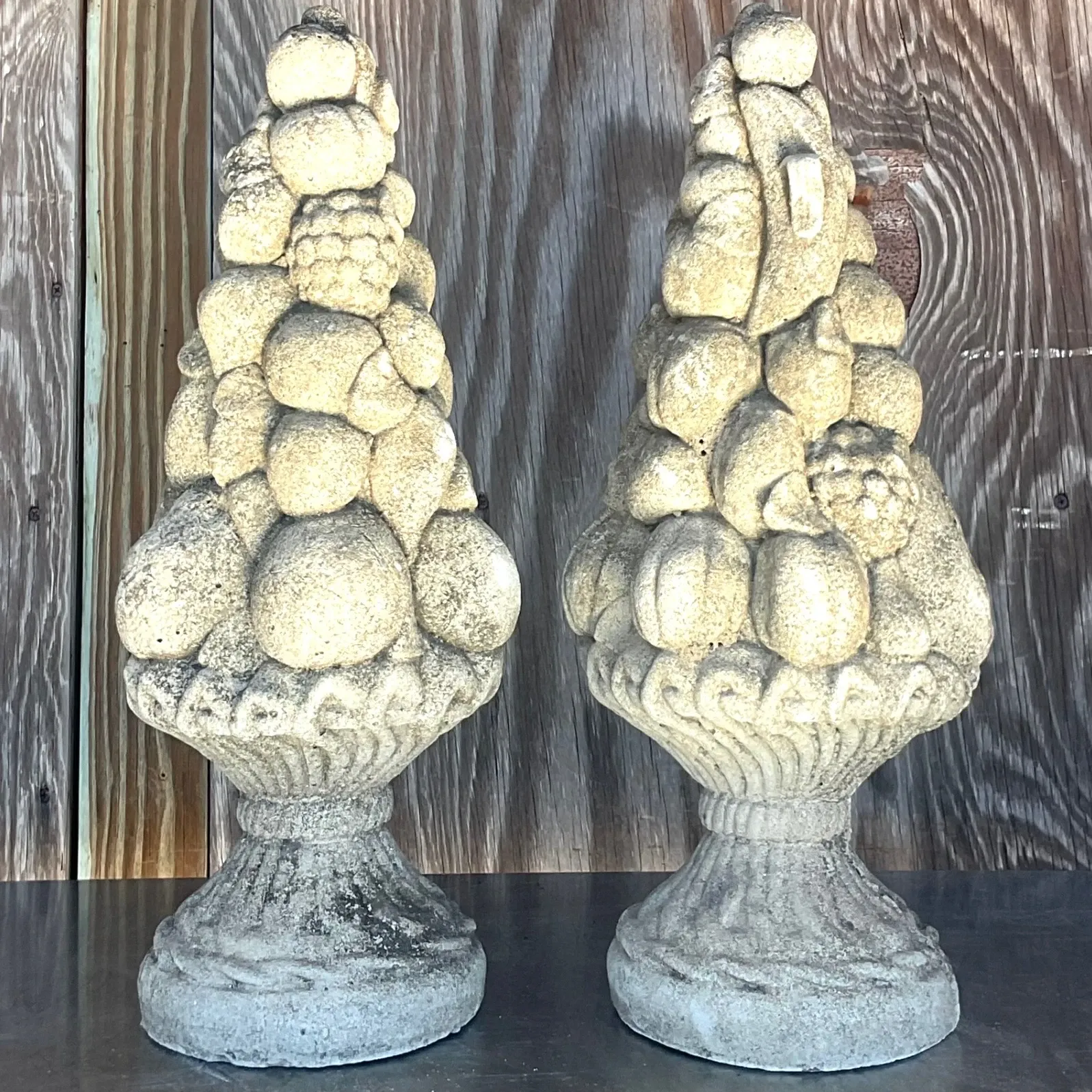 Vintage Regency Cast Concrete Fruit Topiary - a Pair — additional photo 1