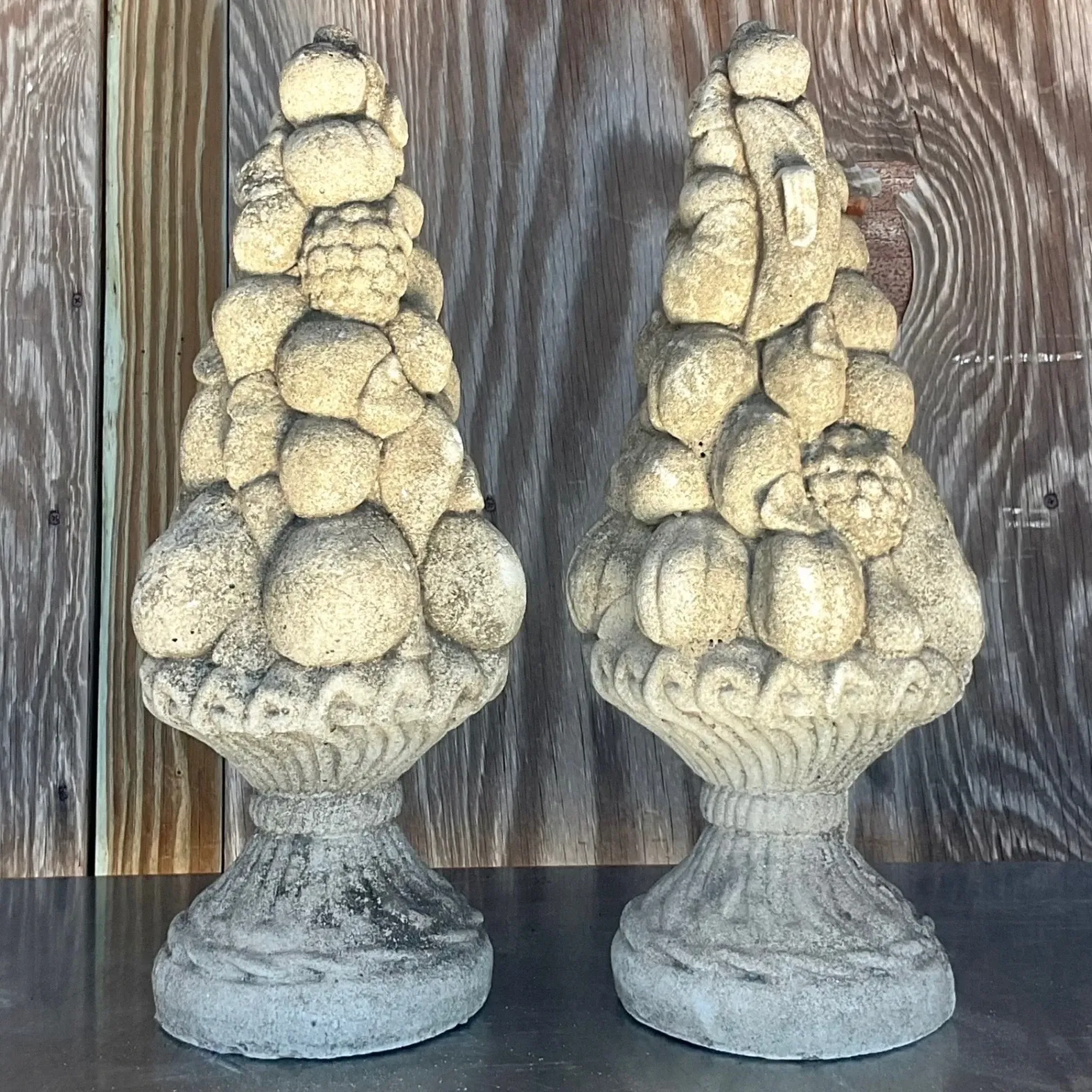 Vintage Regency Cast Concrete Fruit Topiary - a Pair — additional photo 2