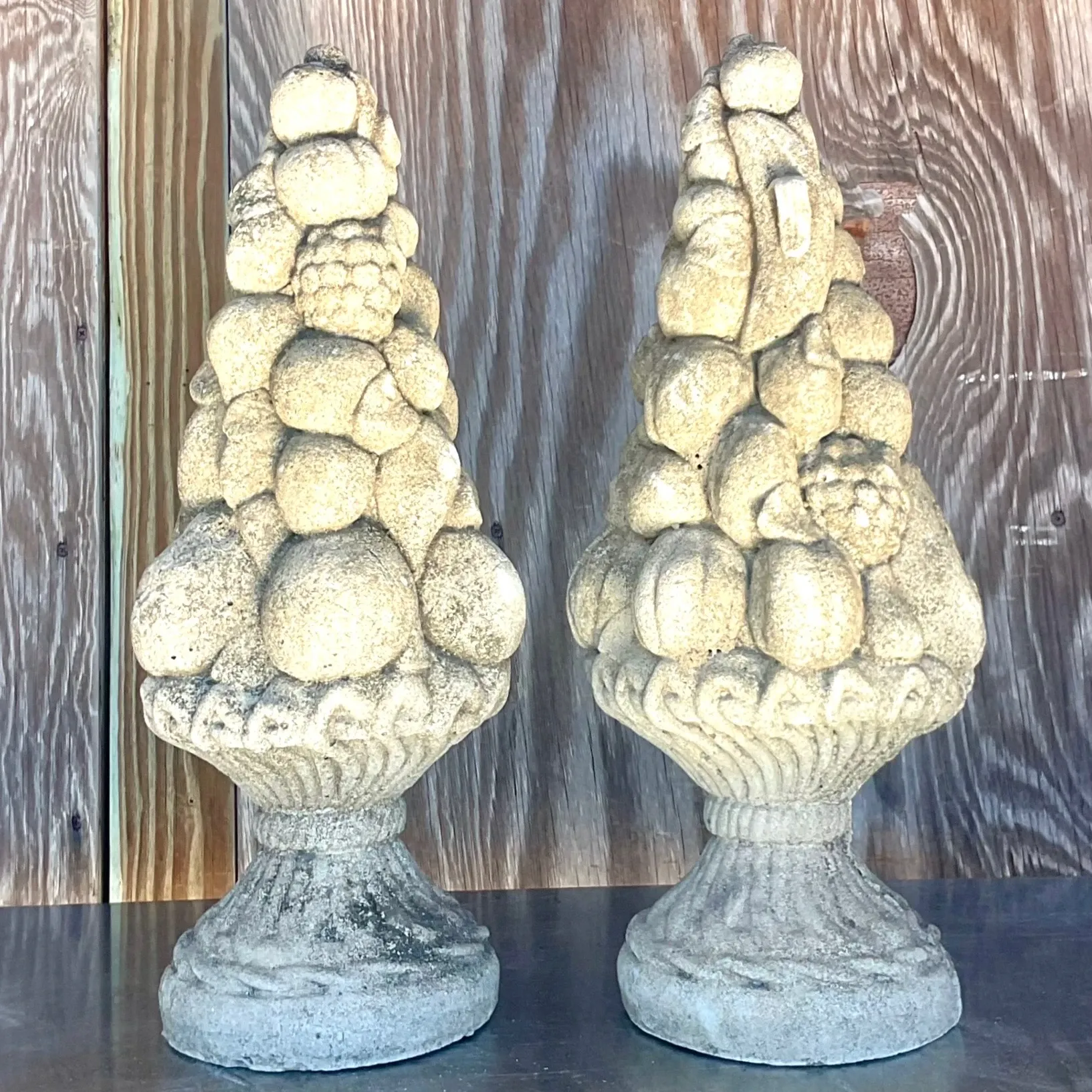 Vintage Regency Cast Concrete Fruit Topiary - a Pair — additional photo 3