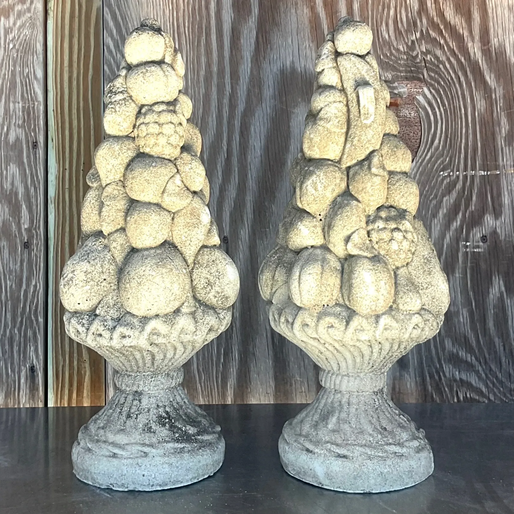 Vintage Regency Cast Concrete Fruit Topiary - a Pair — additional photo 4