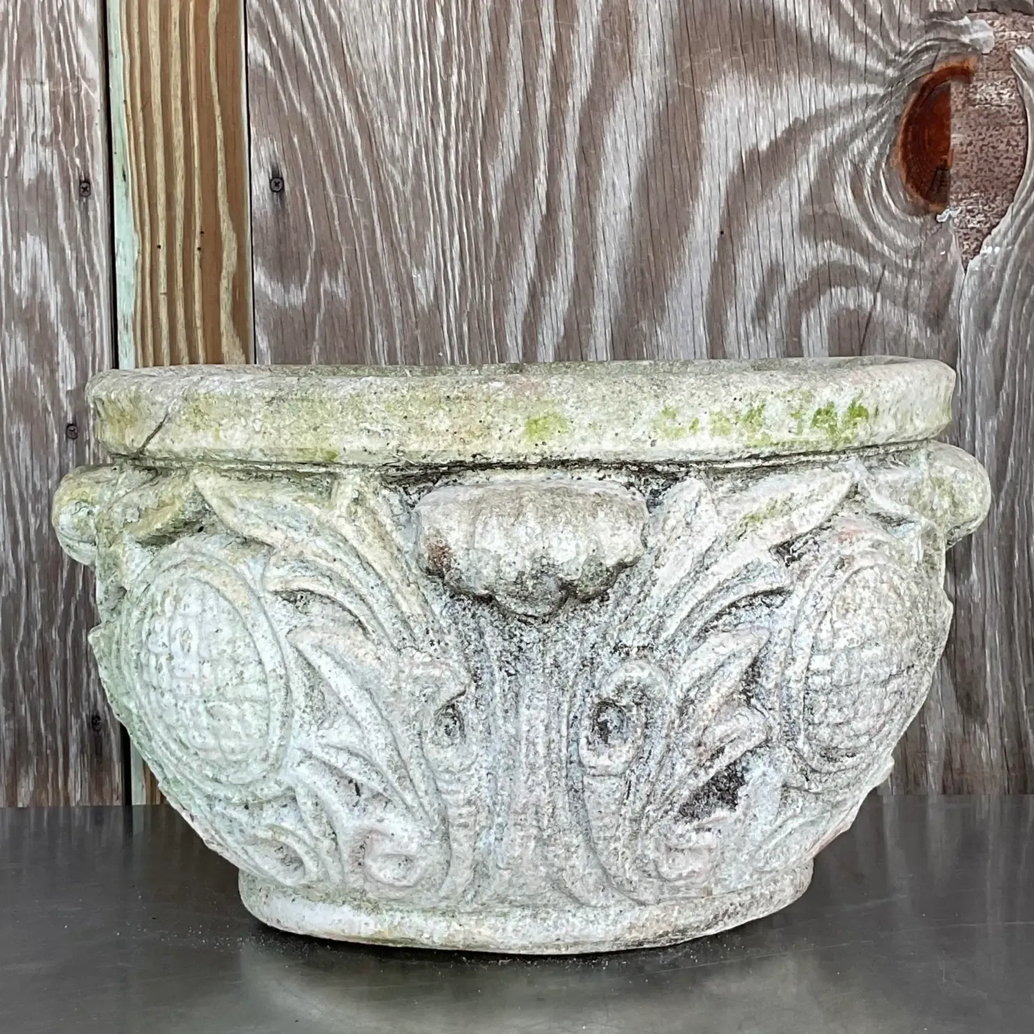 Vintage Regency Cast Concrete Medallion Planter — additional photo 5