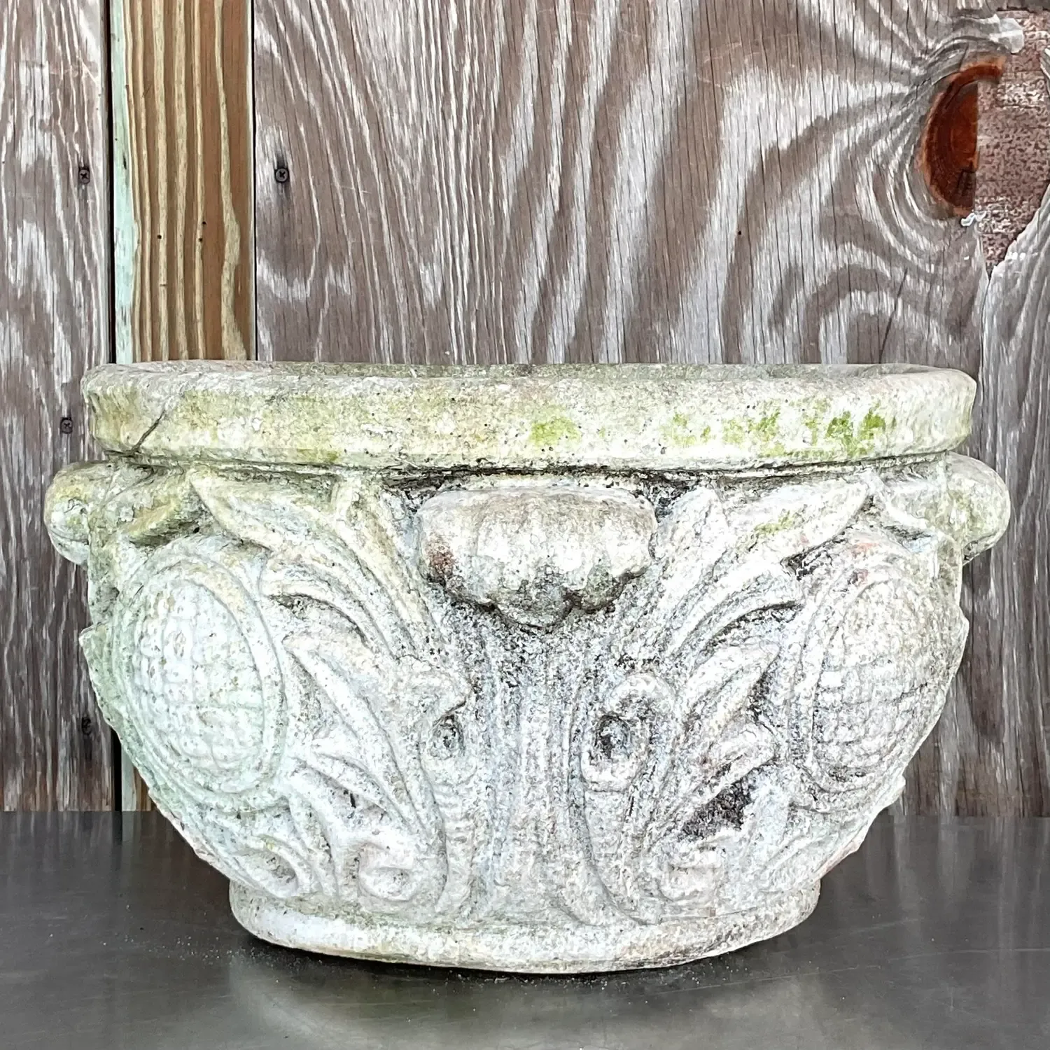 Vintage Regency Cast Concrete Medallion Planter — additional photo 7