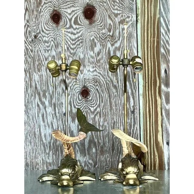 Vintage Regency Chapman Horn Koi Lamps- A Pair — additional photo 1