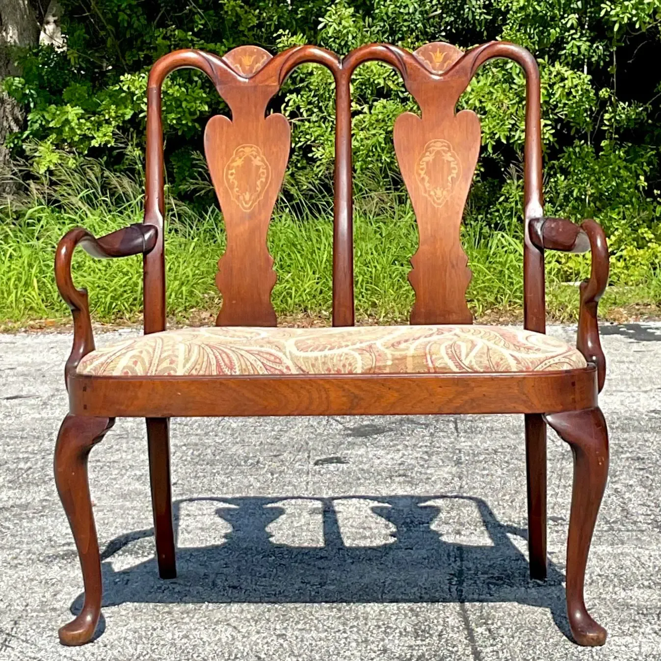 Vintage Regency Chippendale Inlay Settee — additional photo 4