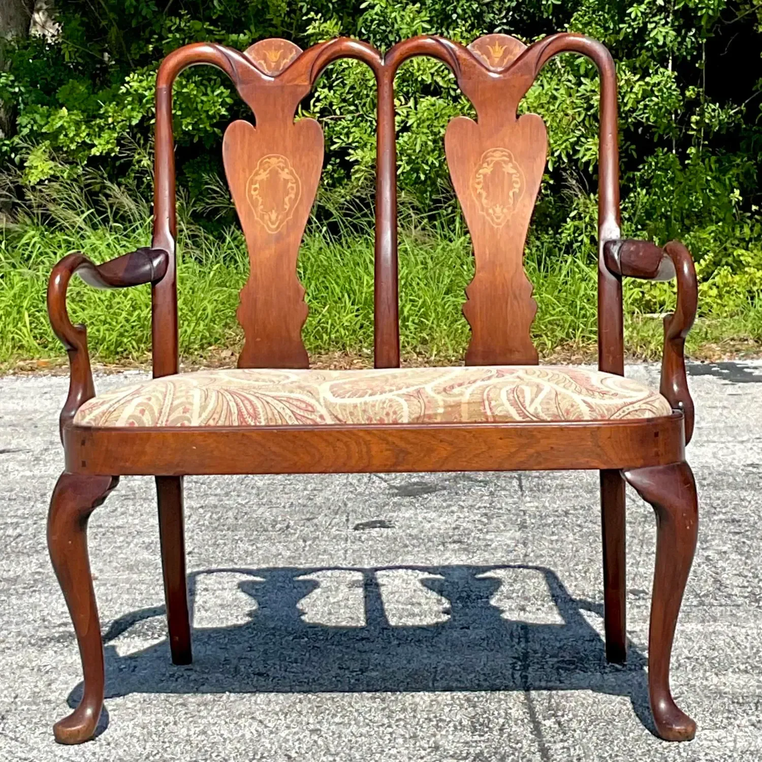 Vintage Regency Chippendale Inlay Settee — additional photo 8