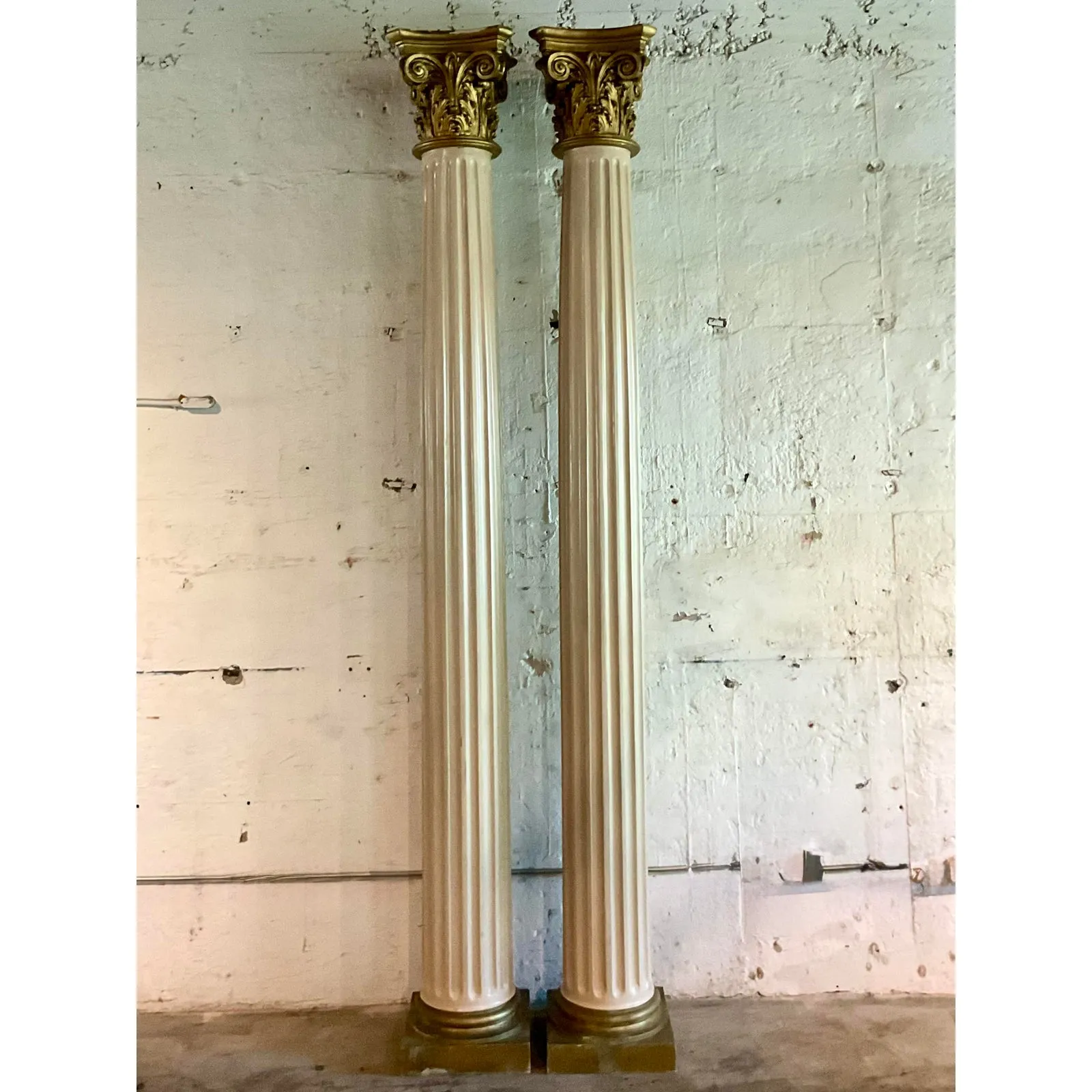 Vintage Regency Corinthian Fiberglass Columns - A Pair