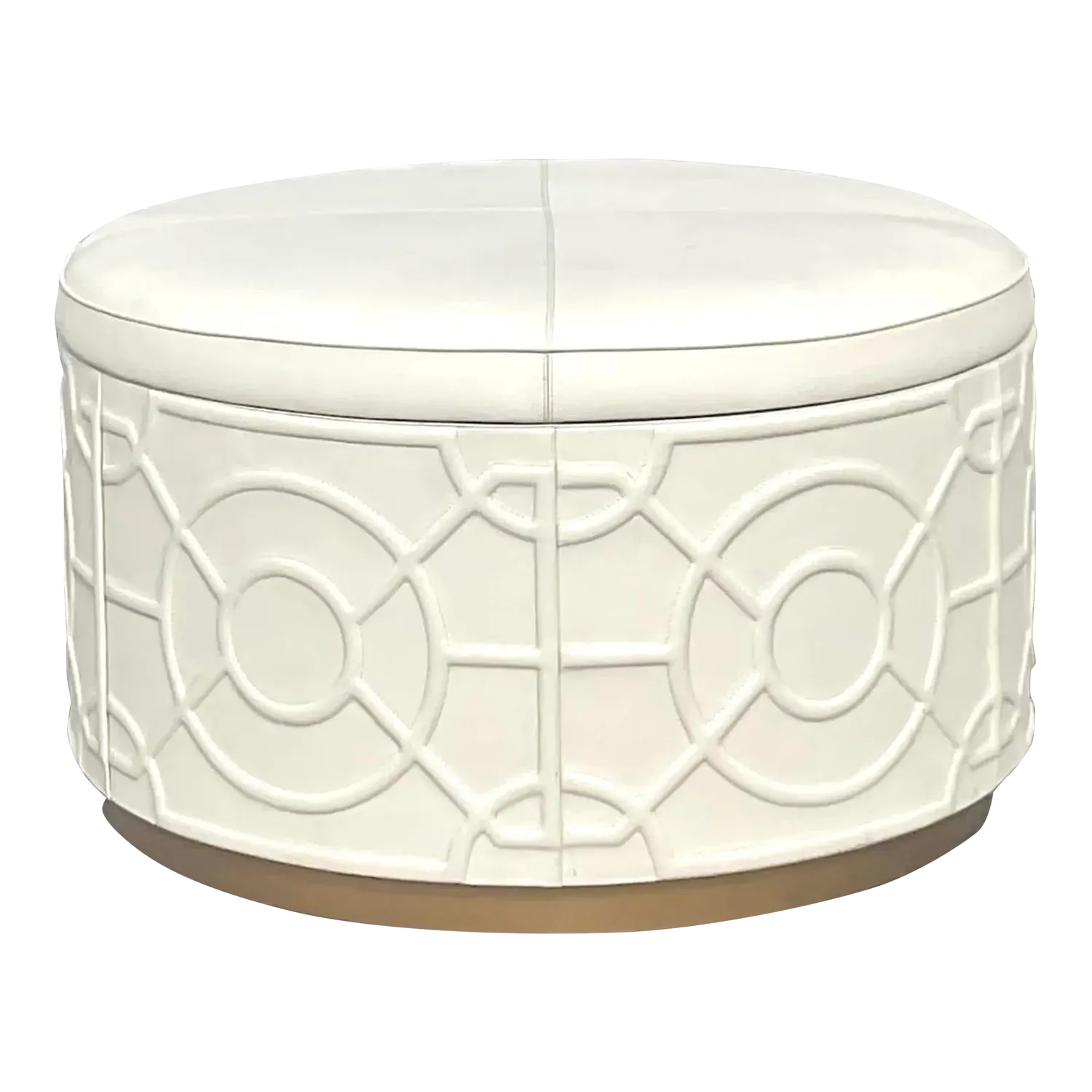 Vintage Regency Currey and Co “Alisa” Leather Storage Ottoman — additional photo 2