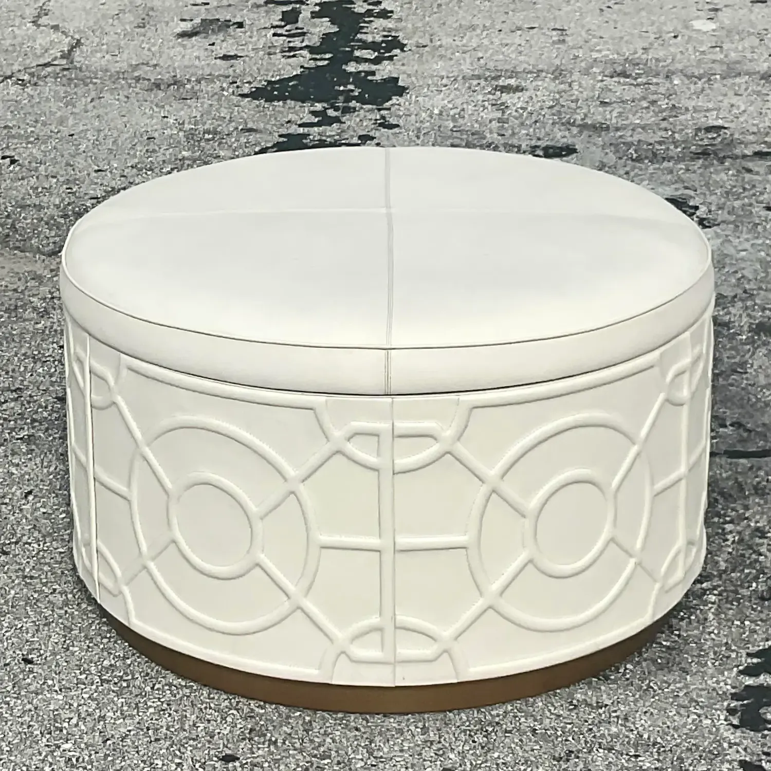 Vintage Regency Currey and Co “Alisa” Leather Storage Ottoman — additional photo 3