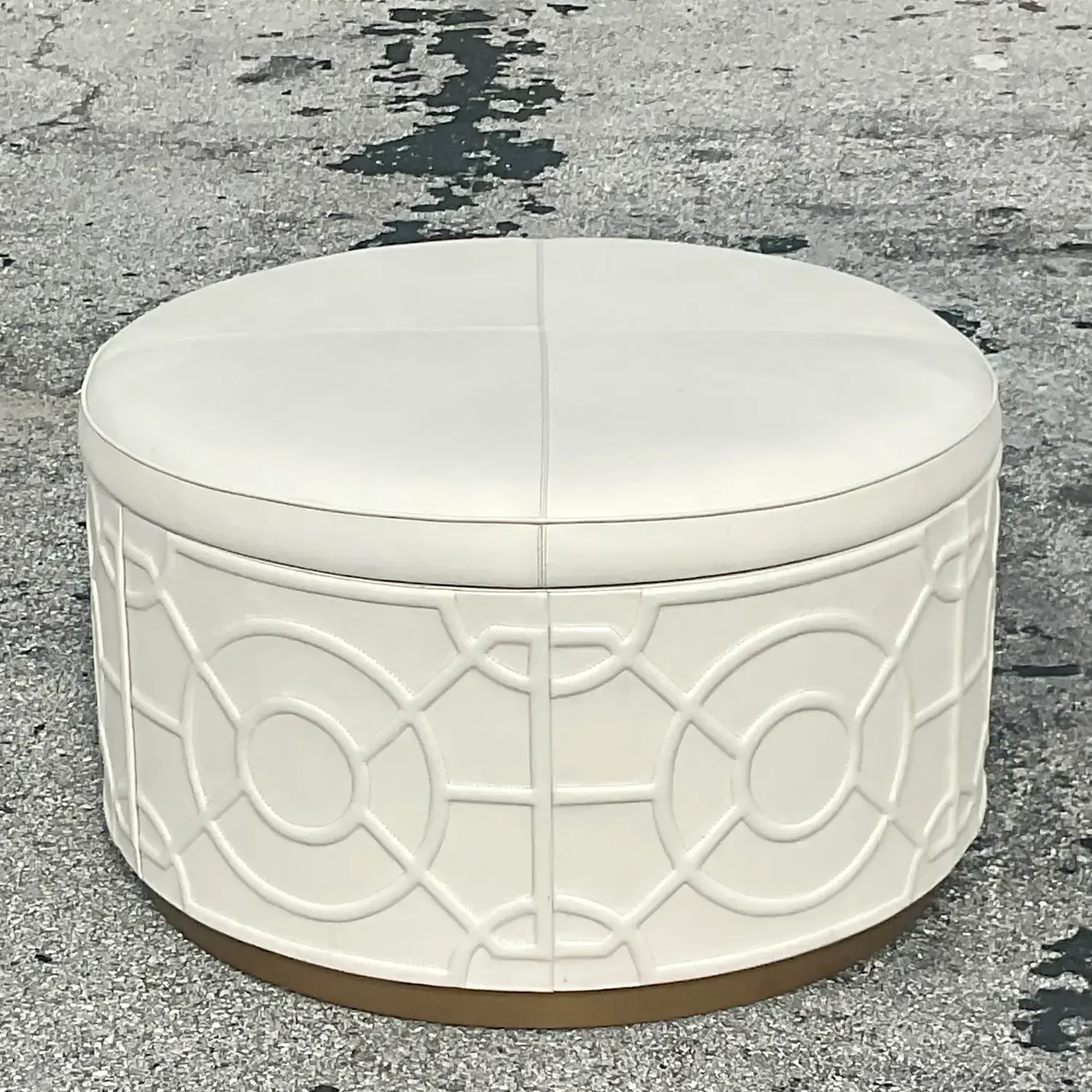 Vintage Regency Currey and Co “Alisa” Leather Storage Ottoman — additional photo 6