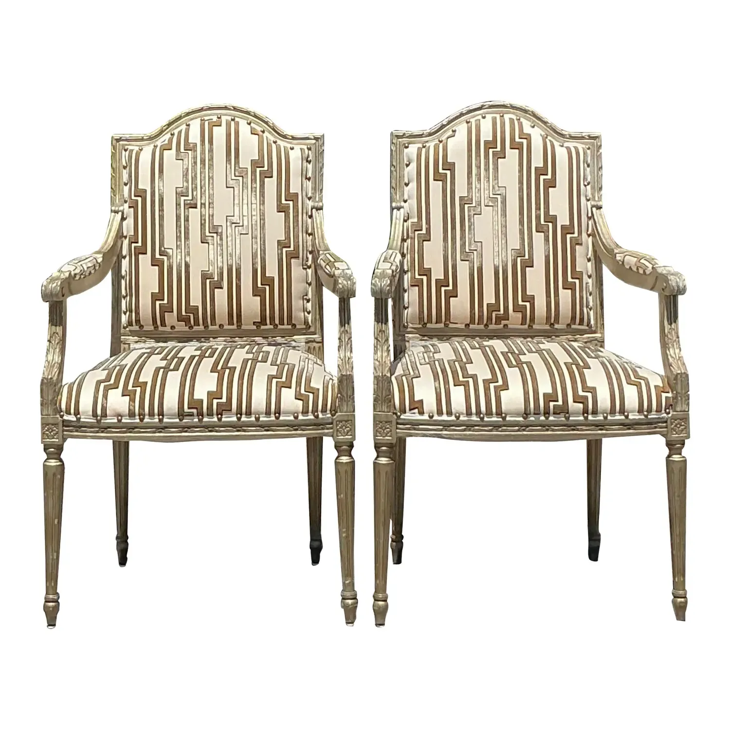 Vintage Regency Cut Velvet Bergere Chairs - a Pair