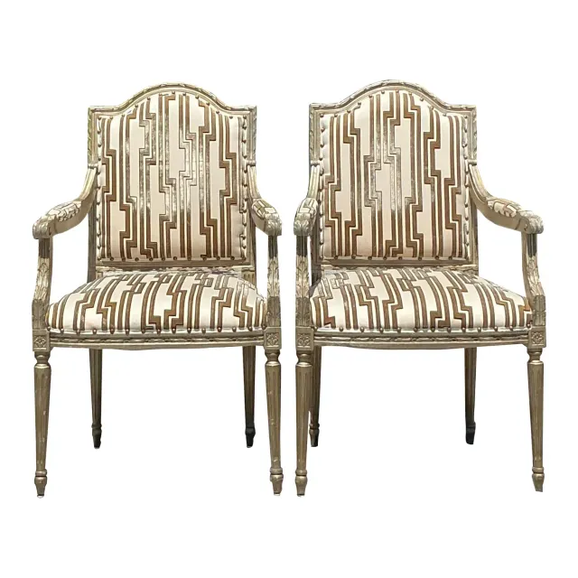 Vintage Regency Cut Velvet Bergere Chairs - a Pair — additional photo 1