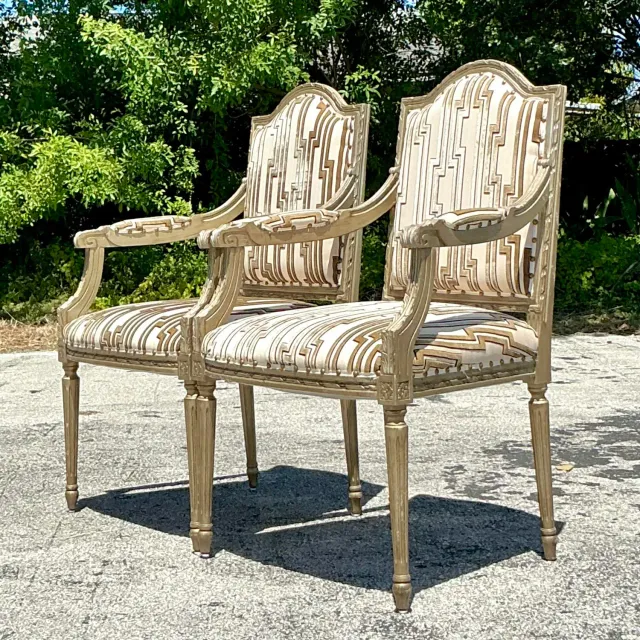 Vintage Regency Cut Velvet Bergere Chairs - a Pair — additional photo 2