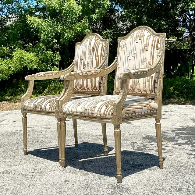 Vintage Regency Cut Velvet Bergere Chairs - a Pair — additional photo 5